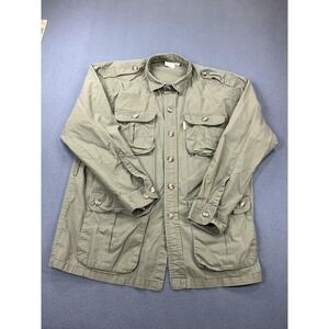 Tag Safari Jacket Mens XL Green Canvas Safari Bush Field Hunting Travel Hiking